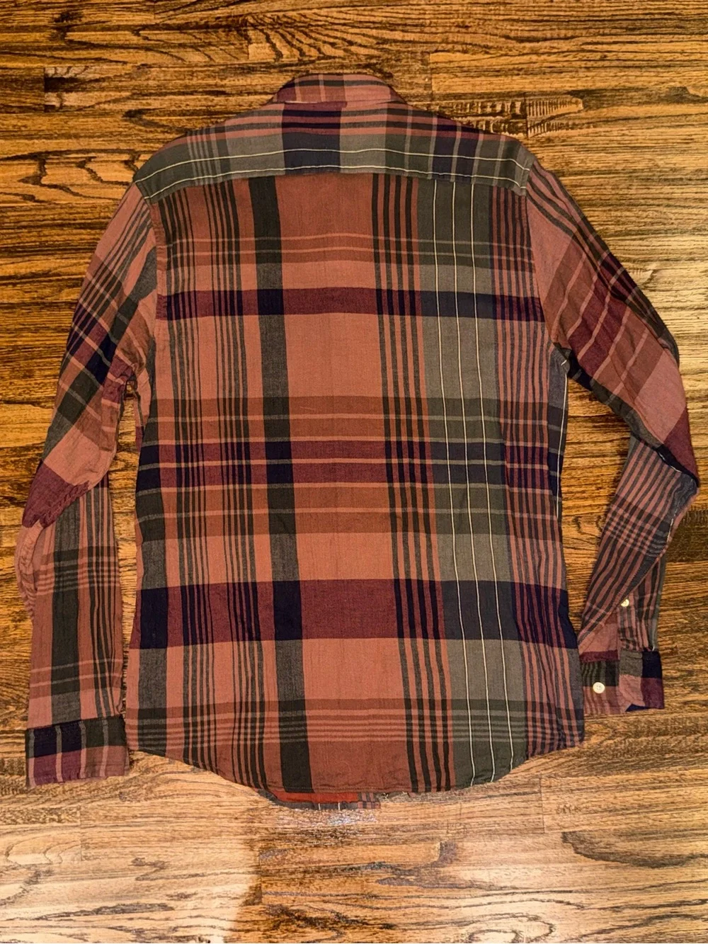Banana Republic Untucked Slim Fit Button-Up Casual Shirt Fall Plaid Size Large